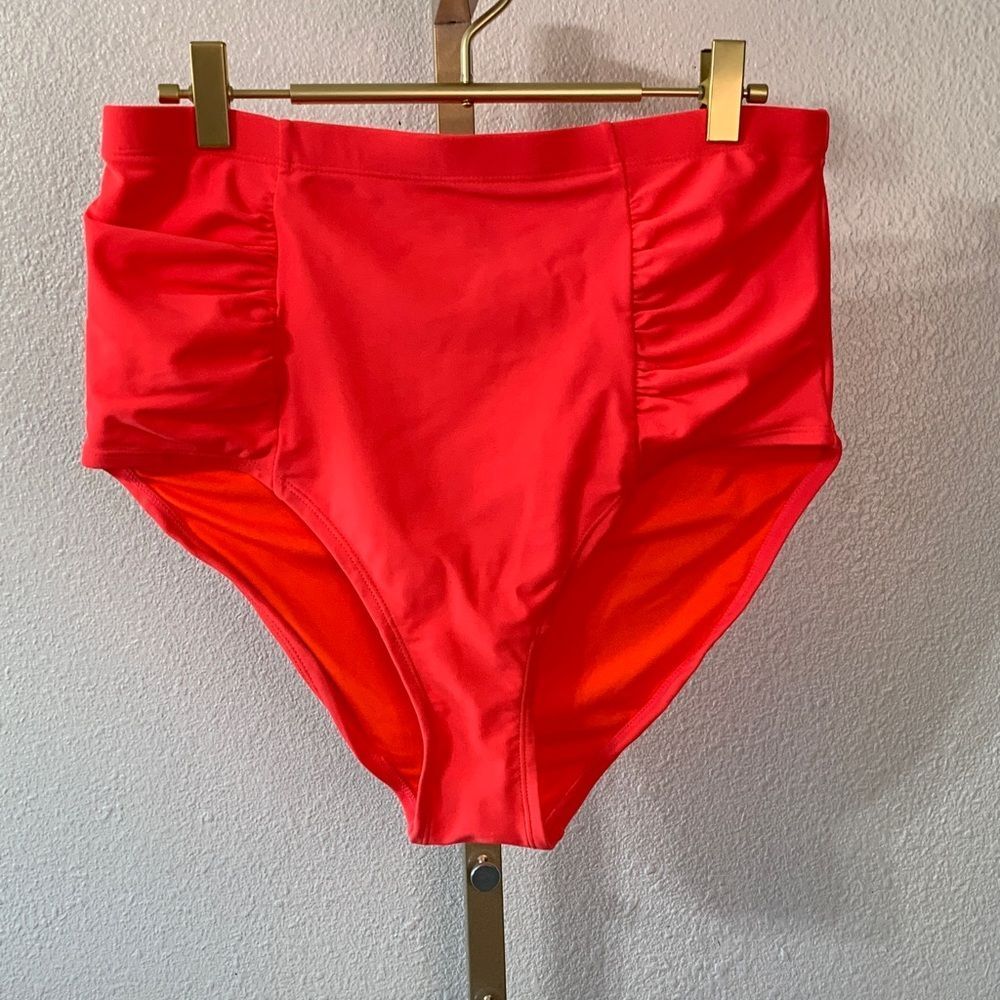 Forever 21 Neon Pink/coral Plus Size Bikini Bottom- high rise- XL